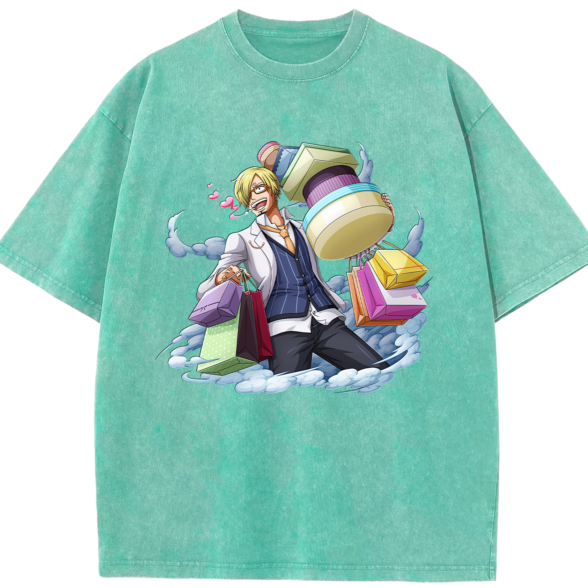 （画像用） ワンピース サンジ ONE PIECE Sanji 綿100% ヴィンテージ風 半袖Tシャツ（フロントプリント）
